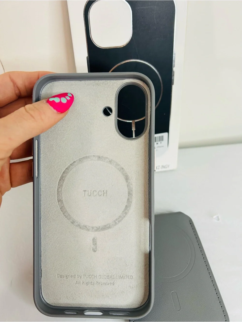 Gray RFID Blocking Magnetic Wallet & Phone Case for IPhone 16